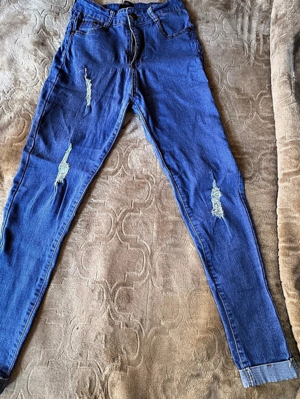 Distressed Blue Skinny Jeans